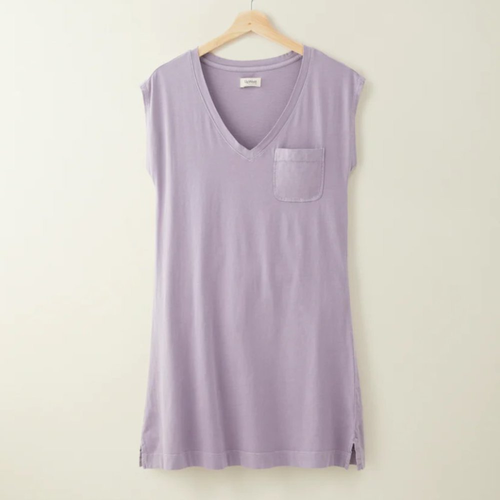 Upwest Clean Cotton Jersey V-Neck Dress Purple Ash